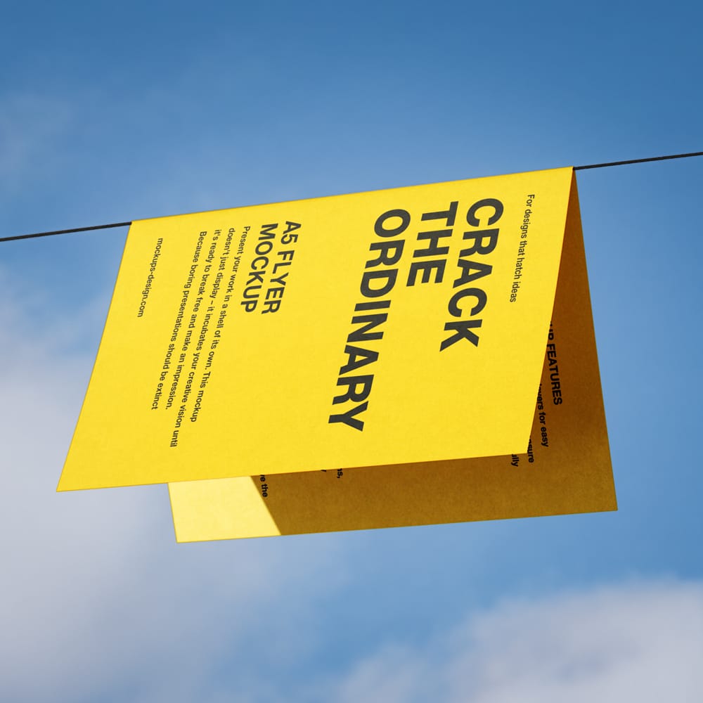 Free Outdoor A5 Folded Flyer Mockup PSD