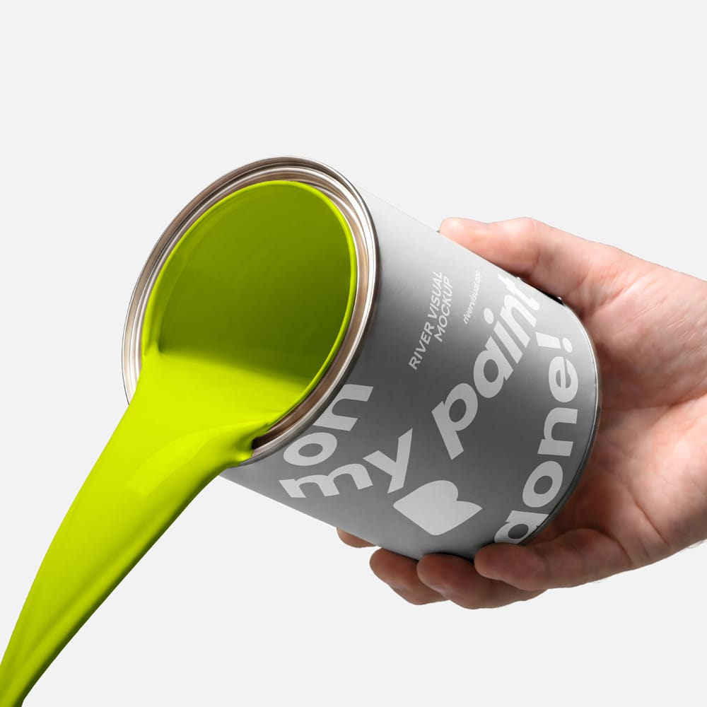 Free Pouring Paint Bucket Mockup PSD