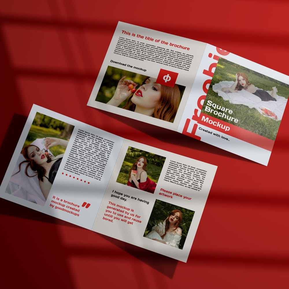 Free Premium Square Bi-Fold Brochure Mockup PSD