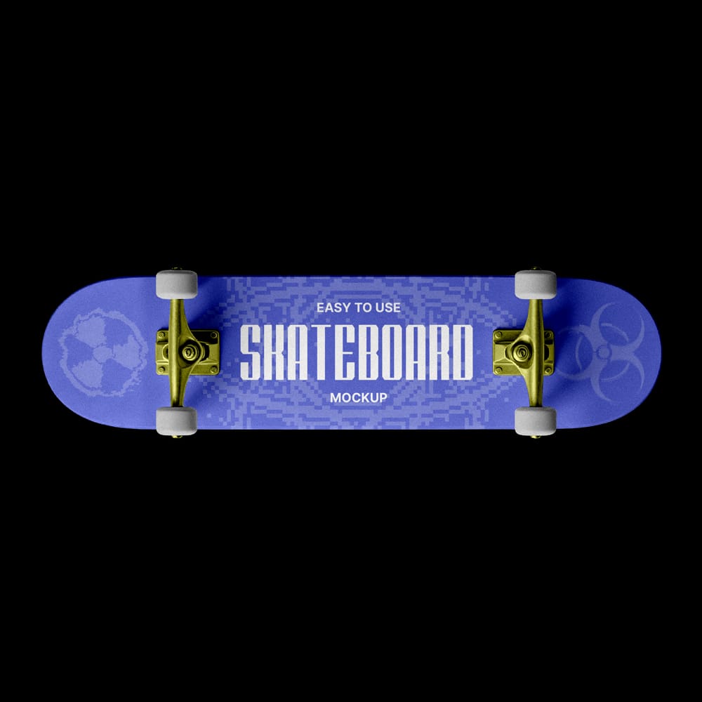 Free Skateboard Mockup with Wheels PSD