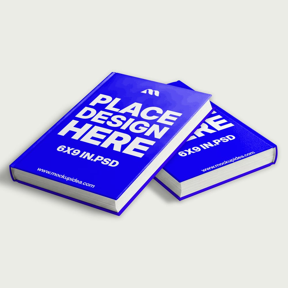 Free Stacked Front-Facing 6X9 Hardcover Book Mockup PSD