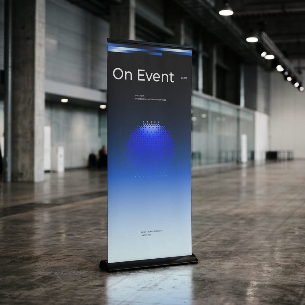 Free Standing Expo Banner Mockup PSD