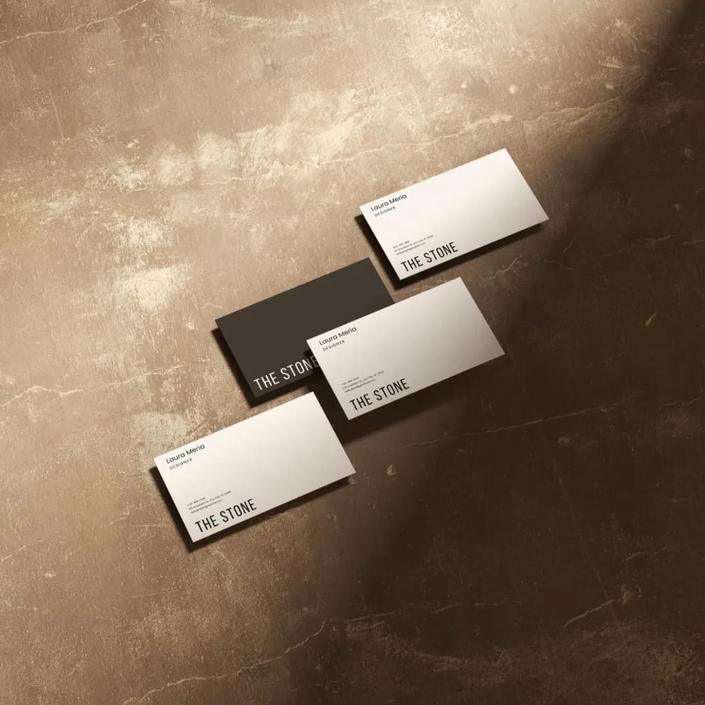 Free Stone Branding Business Card Mockup PSD