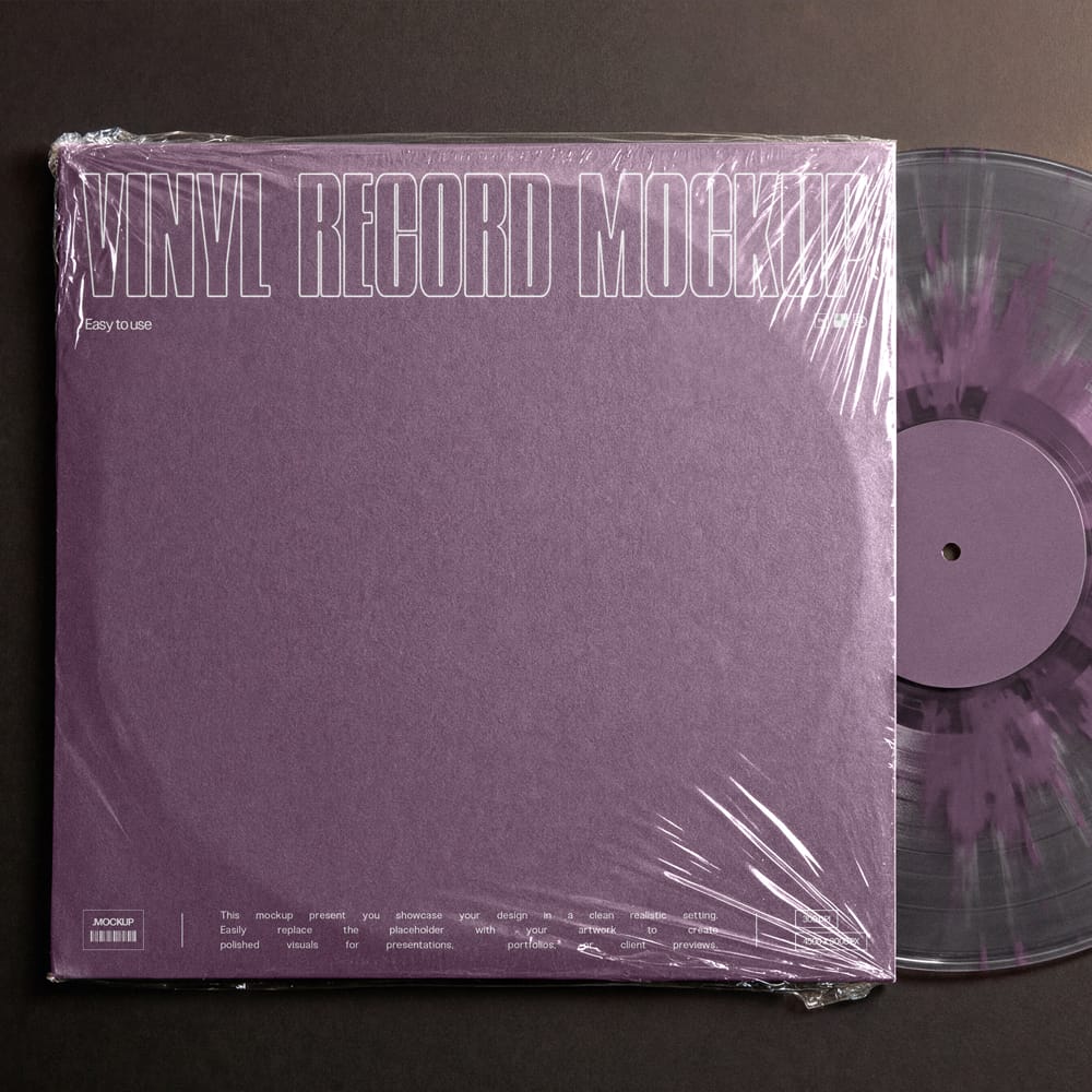 Free Top-View Vinyl Cover Mockup PSD