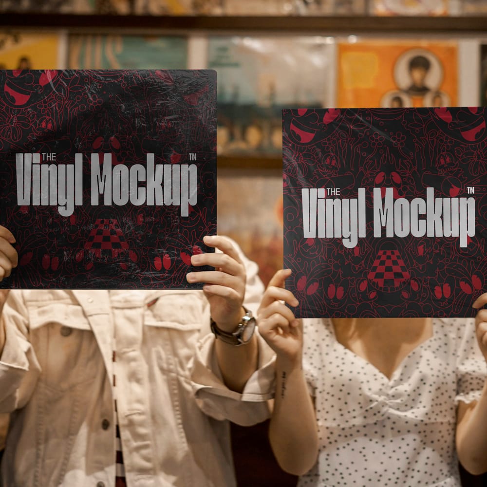 Free Two Vinyl Cover Mockups PSD