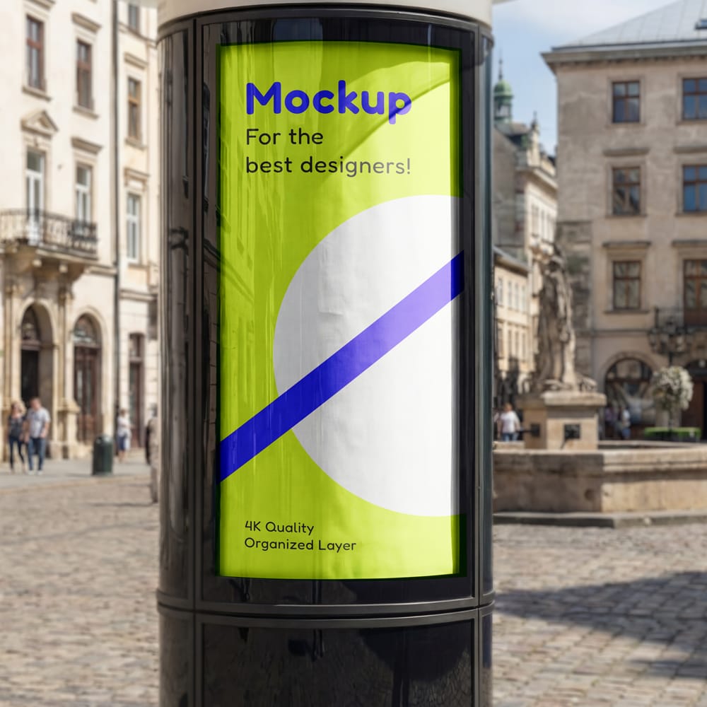 Free Urban Advertising Column Mockup PSD