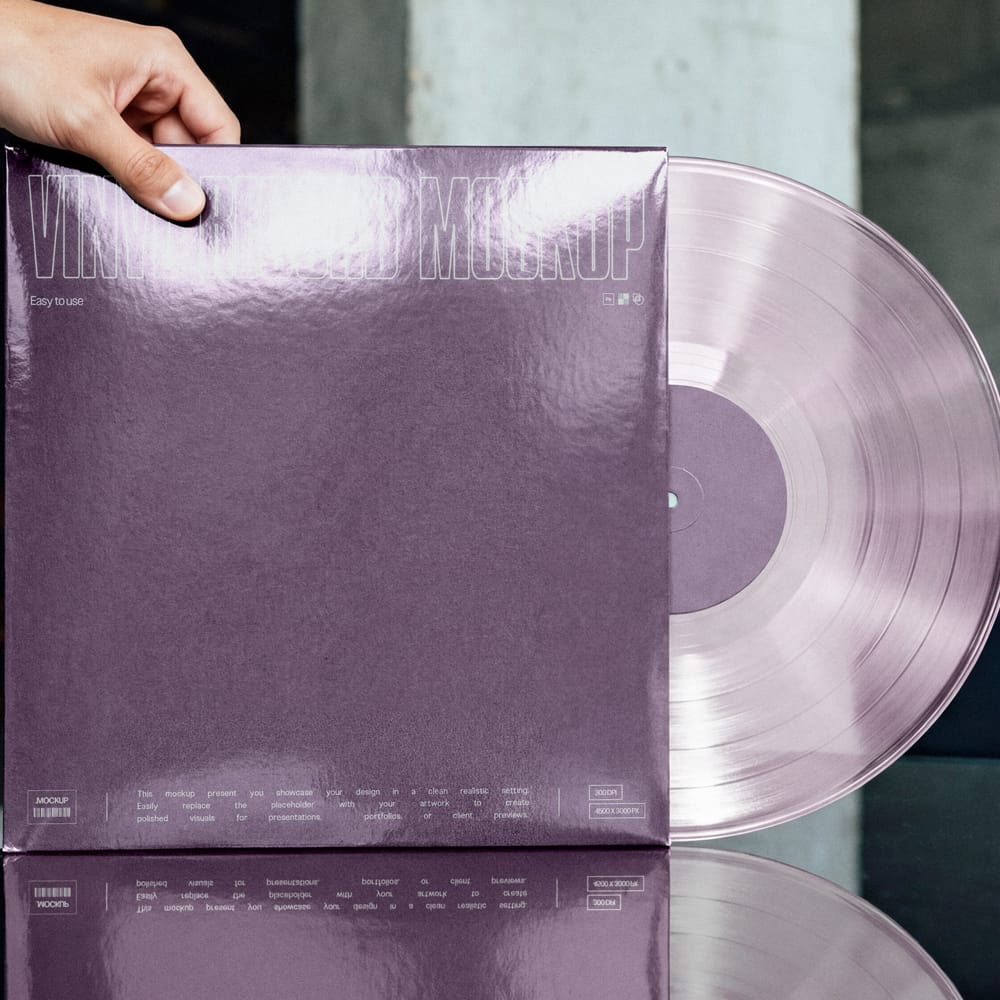 Free Vinyl Record Mockup with Sleeve and Clear LP PSD