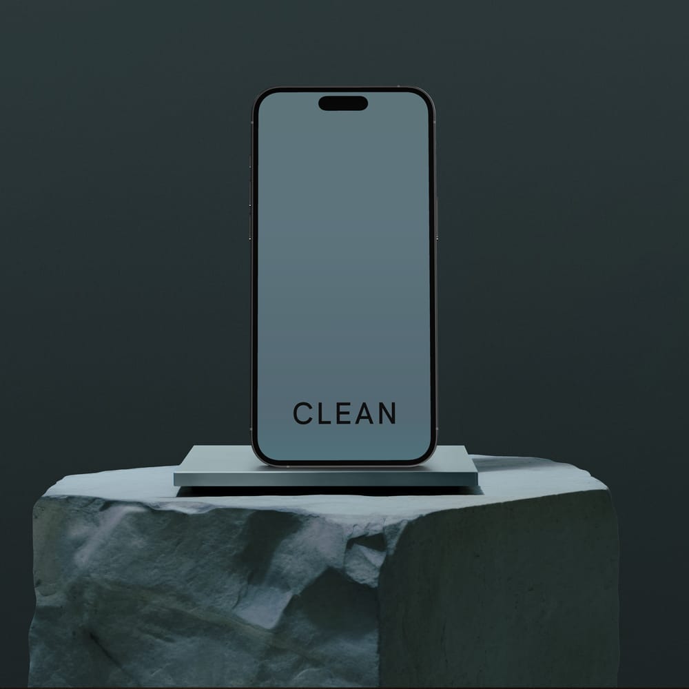 Free iPhone 14 Pro Mockup on Stone PSD