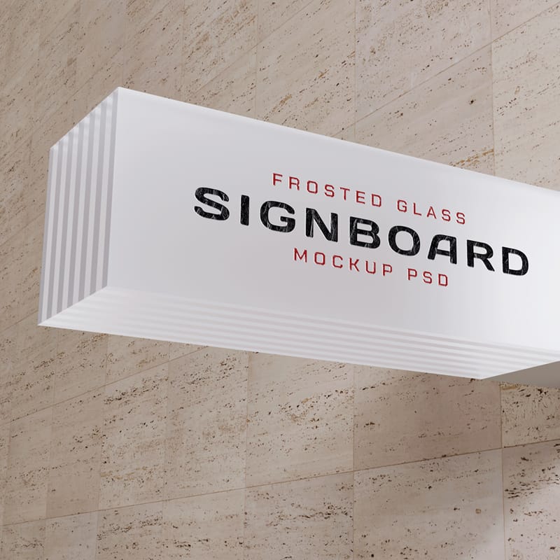 Frosted Glass Signboard Mockup PSD