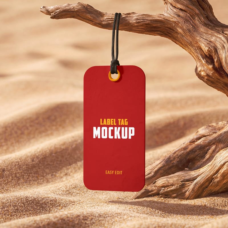 Hanging Apparel Label Tag Mockup PSD