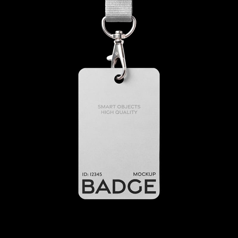 Hanging ID Badge Mockup with Lanyard PSD