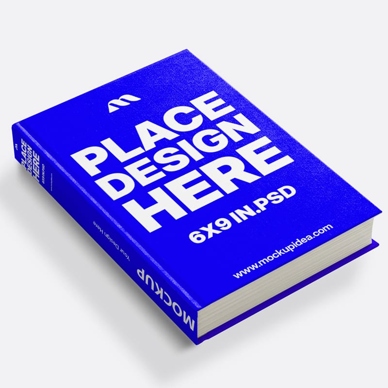 Hardcover Book Mockup Lying Flat 6X9 in PSD