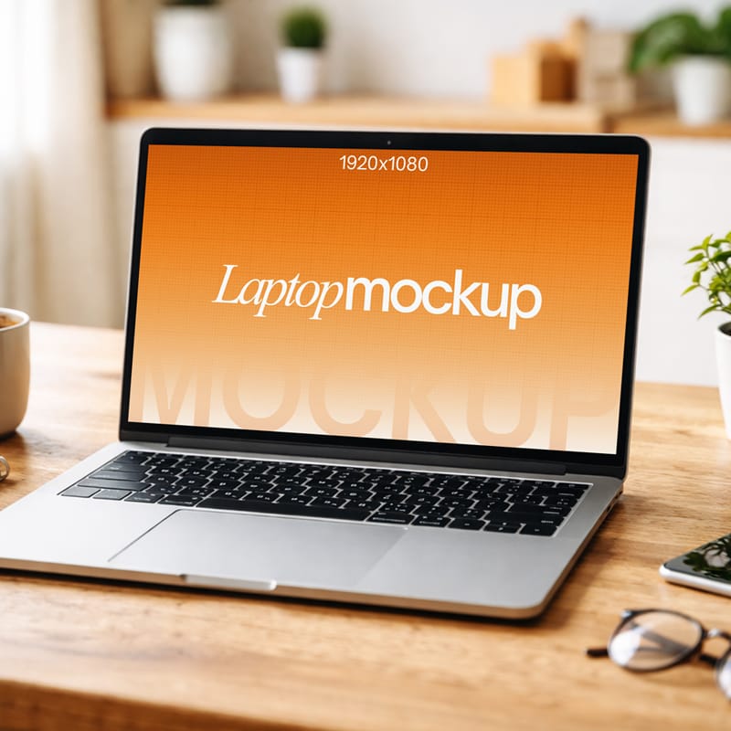 Home Office Laptop Mockup PSD