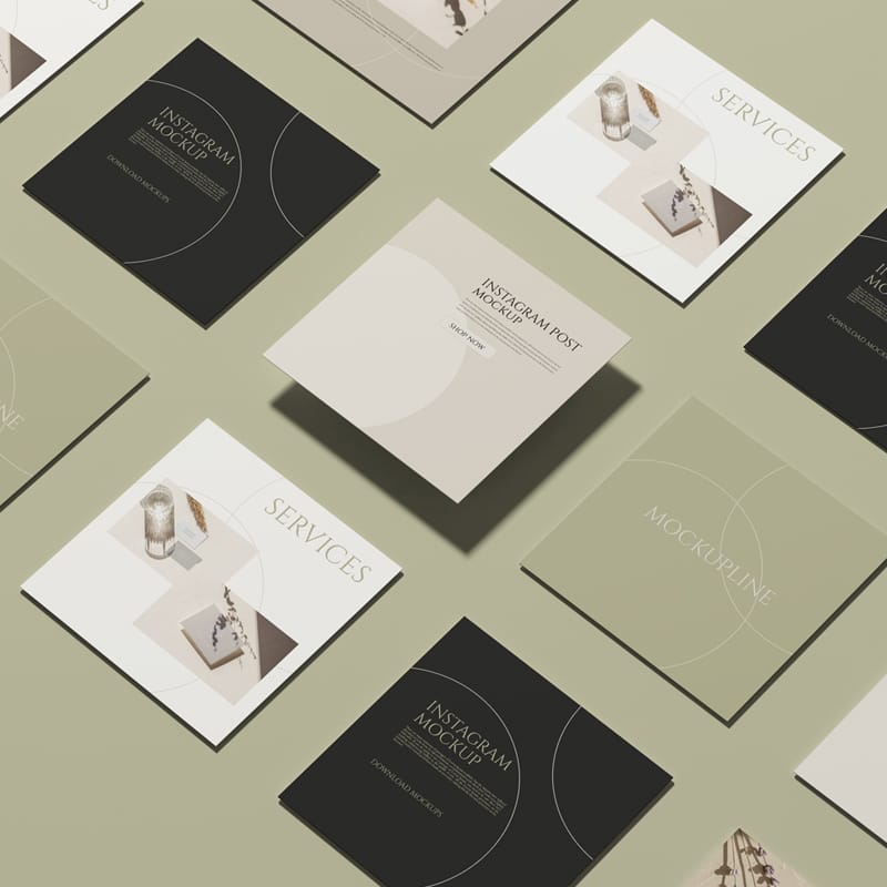 Isometric Instagram Square Post Mockup PSD