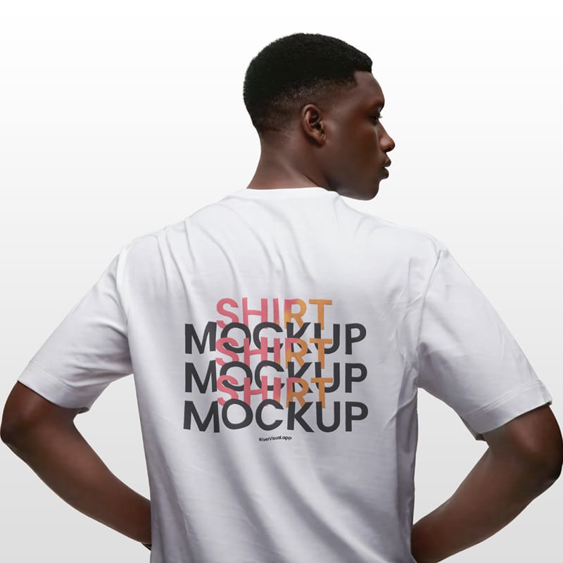 Men’s White T-Shirt Back View Mockup PSD