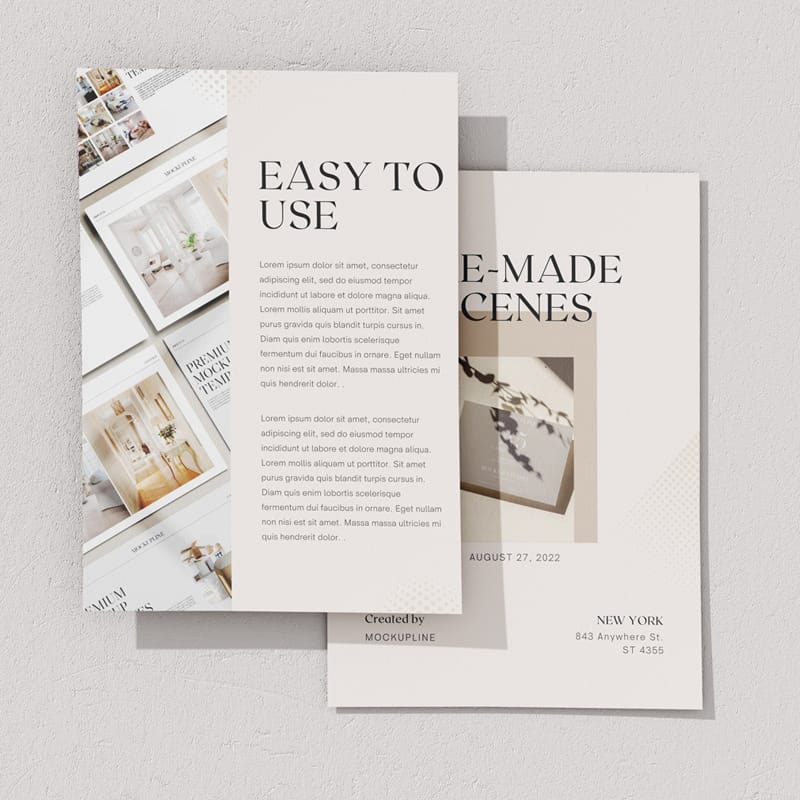 Minimalist A4 Mockup Scene Template PSD