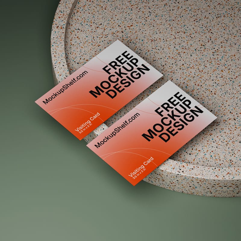 Minimalist Business Card Mockup on Terrazzo PSD