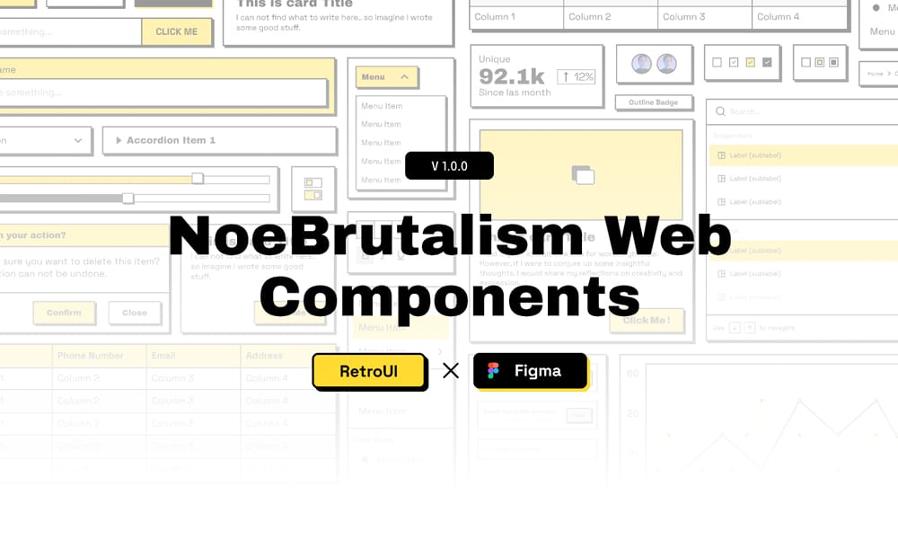 NeoBrutalism Web Components showing the RetroUI component set in Figma