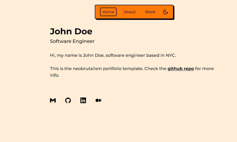 Neobrutalism Portfolio Template 