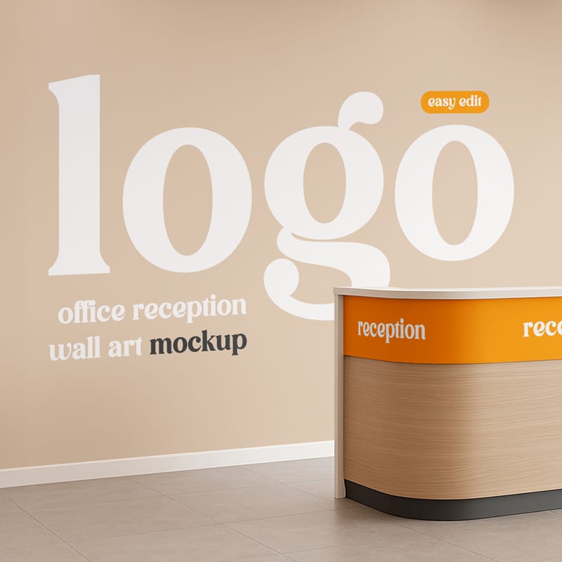 Office Reception Wall Art Mockup Template PSD