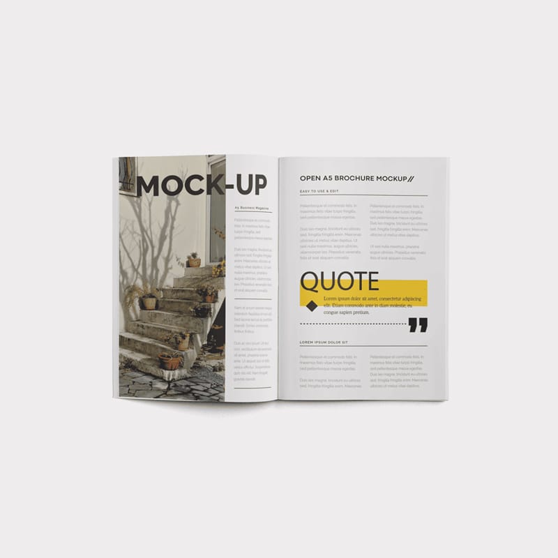 Open A5 Brochure Mockup PSD