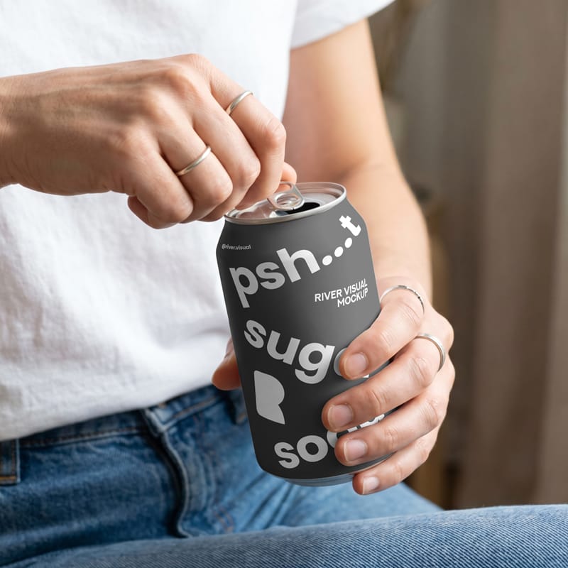 Opening Soda Can Mockup PSD