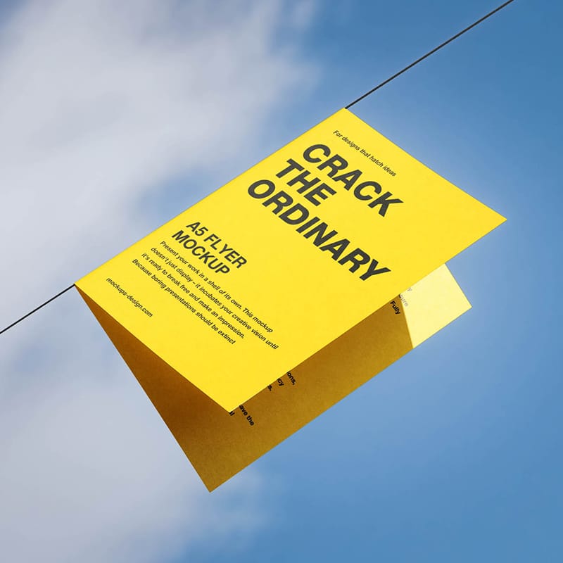 Outdoor A5 Folded Flyer Mockup PSD
