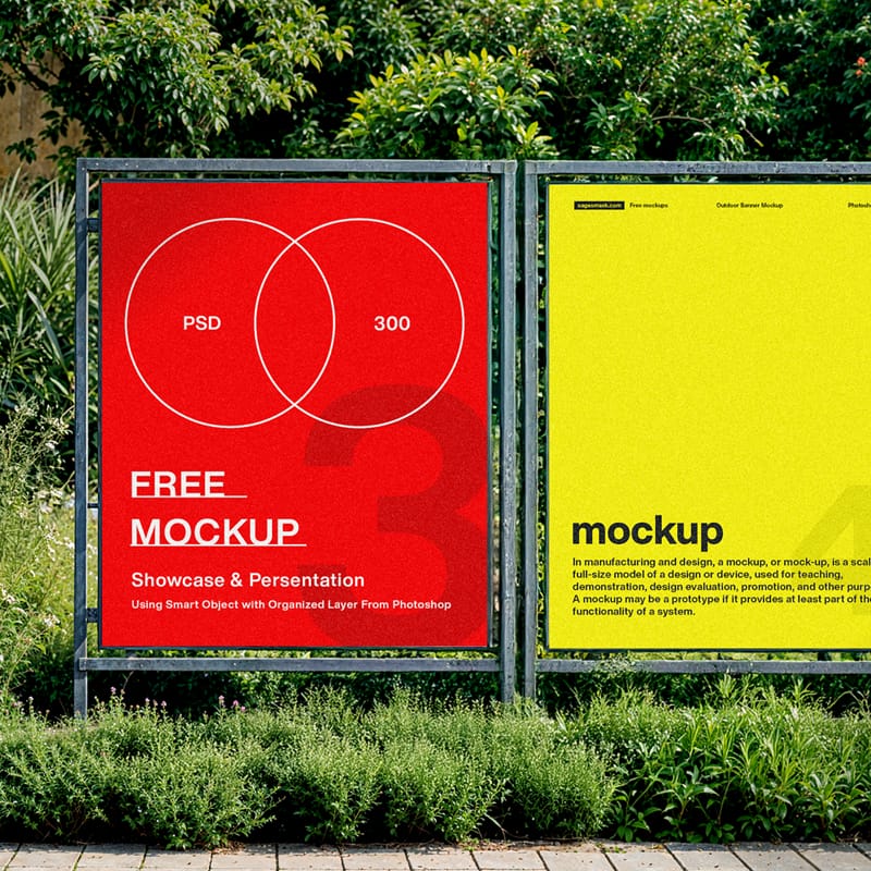 Outdoor Banner Mockup Set PSD