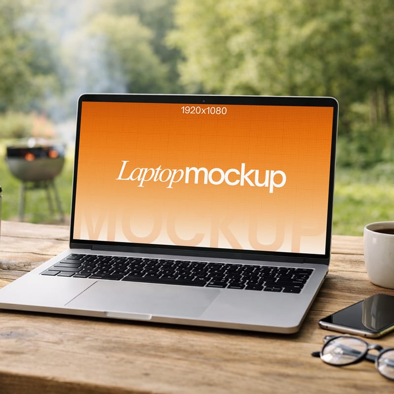Outdoor Laptop Mockup PSD