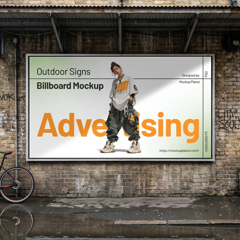 Outdoor Signs Advertising Billboard Mockup Design PSD