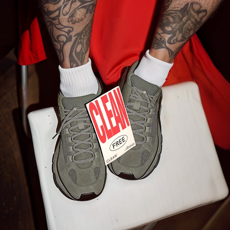 Paper Card with Sneakers Mockup PSD