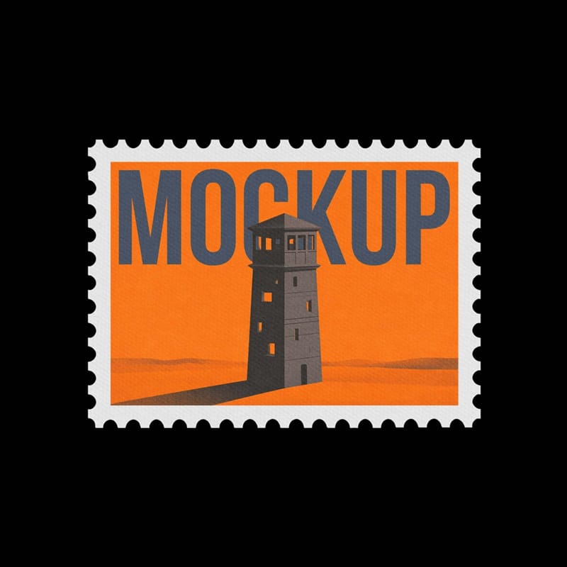 Postage Stamp Mockup with Perforated Edges PSD