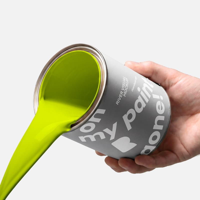 Pouring Paint Bucket Mockup PSD