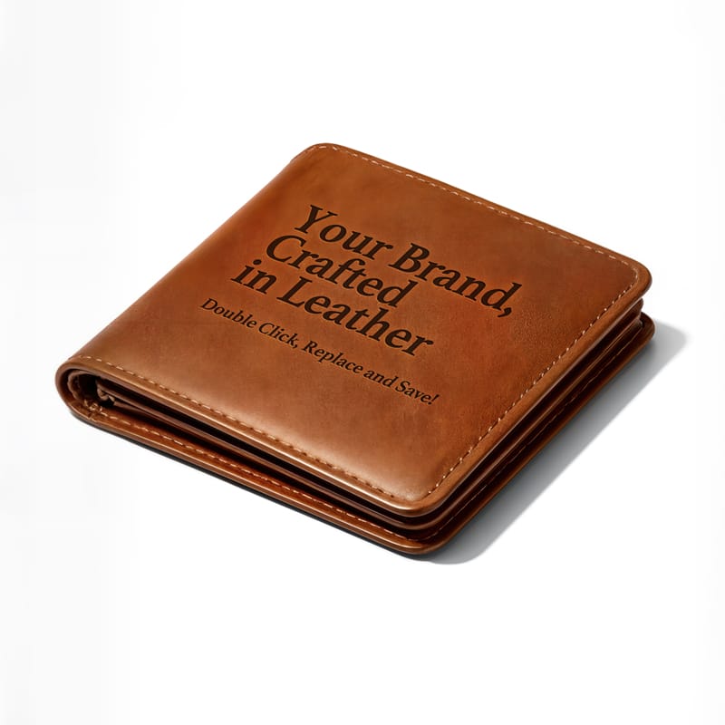 Premium Leather Wallet Logo Mockup PSD