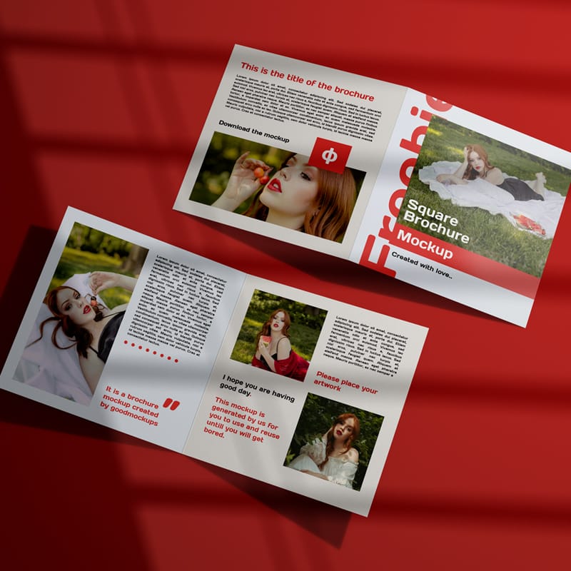 Premium Square Bi-Fold Brochure Mockup PSD