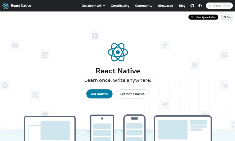 React Native development environment showing cross-platform mobile app code