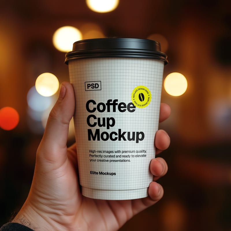 Realistic Coffee Cup Mockup in Hand PSD