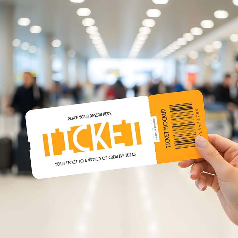 Realistic Hand-Held Event Ticket Mockup PSD