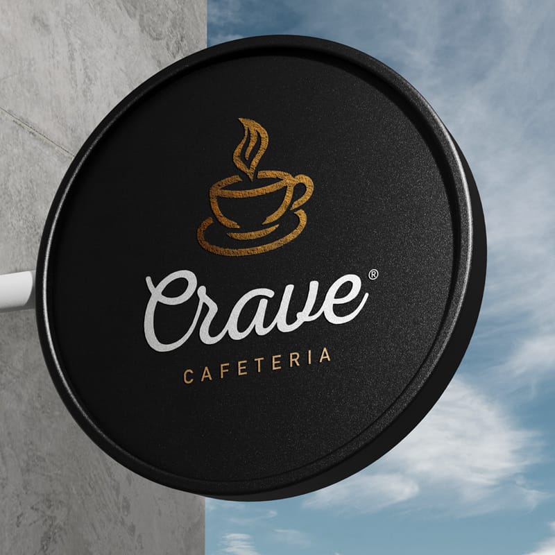 Round Cafeteria Black Signboard Mockup PSD