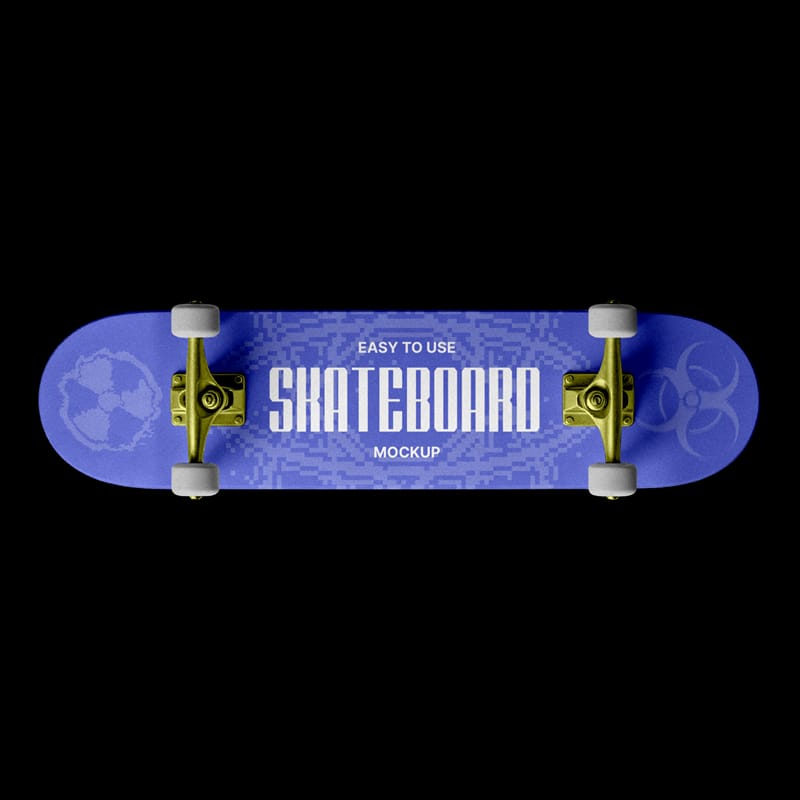 Skateboard Mockup with Wheels PSD