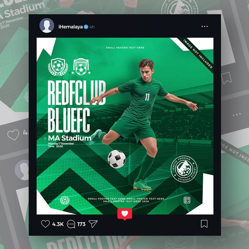 Sports Match Day Instagram Template Mockup PSD