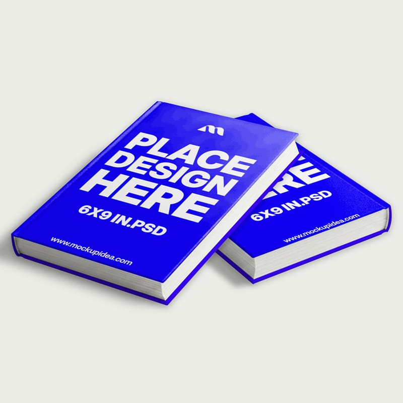 Stacked Front-Facing 6X9 Hardcover Book Mockup PSD