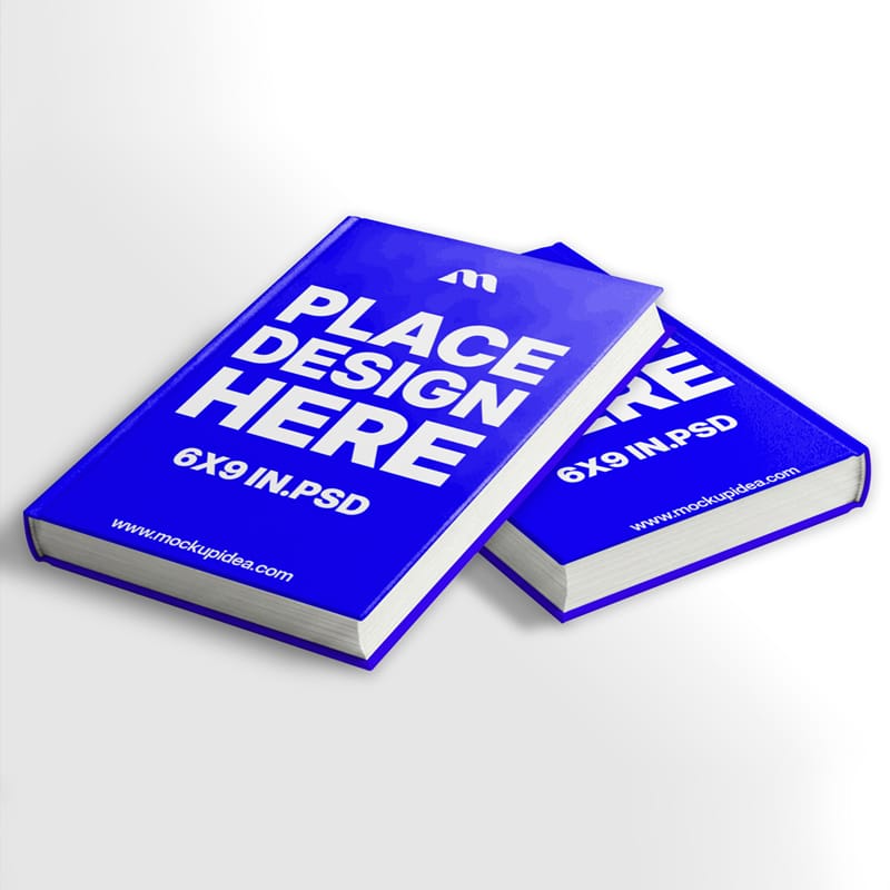 Standing Front-Facing 6X9 Hardcover Book Mockup PSD