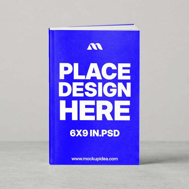 Standing Front-Facing 6x9 Book Mockup PSD