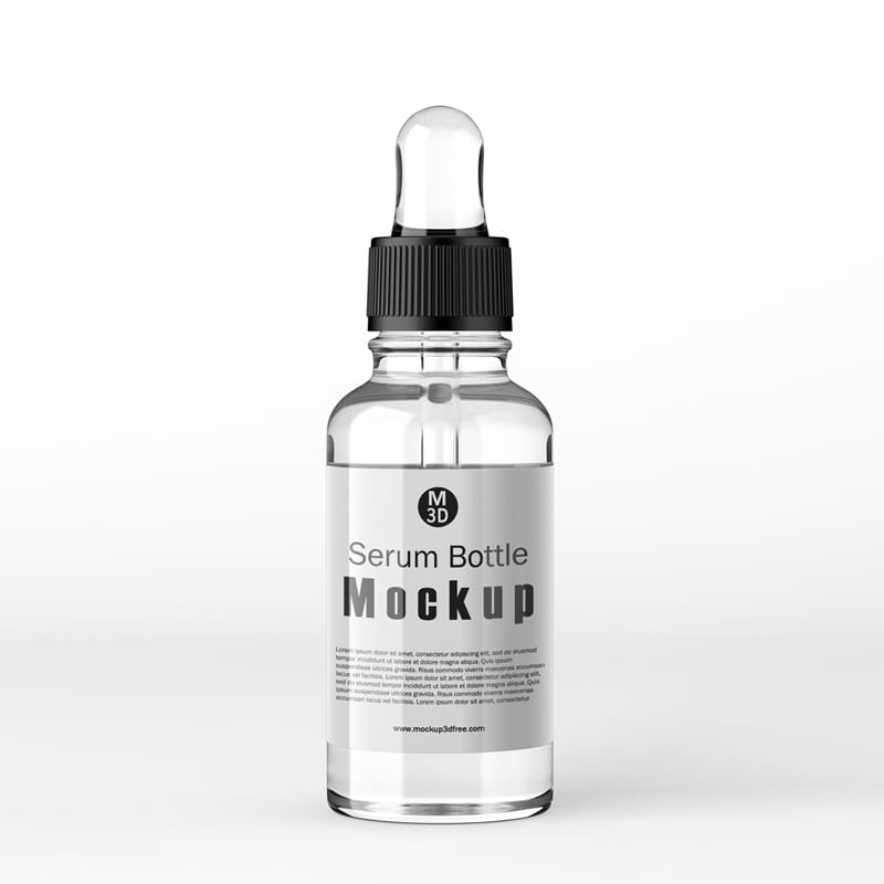 Transparent Serum Bottle 3D Mockup PSD
