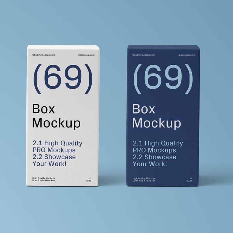 Two Front View Boxes Mockups PSD