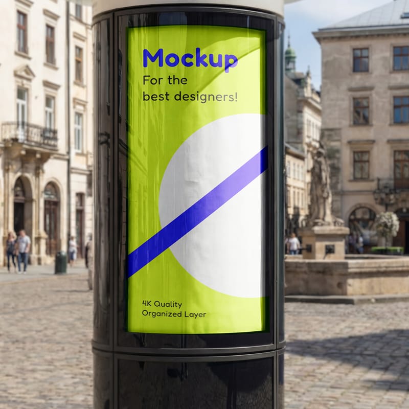 Urban Advertising Column Mockup PSD