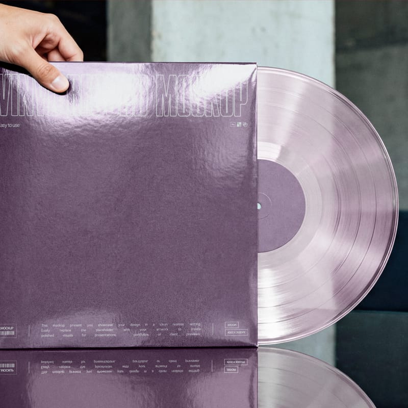 Vinyl Record Mockup with Sleeve and Clear LP PSD