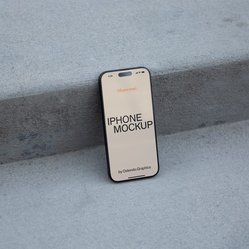 iPhone Pro Max Mockup on a Sidewalk PSD