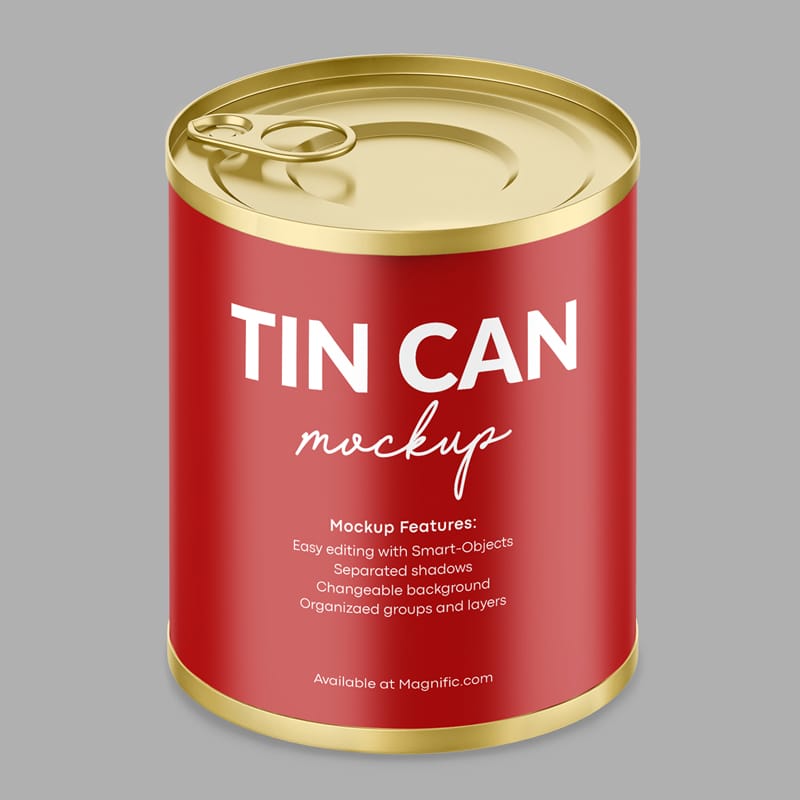 3D Canned Food Can Mockup​ PSD